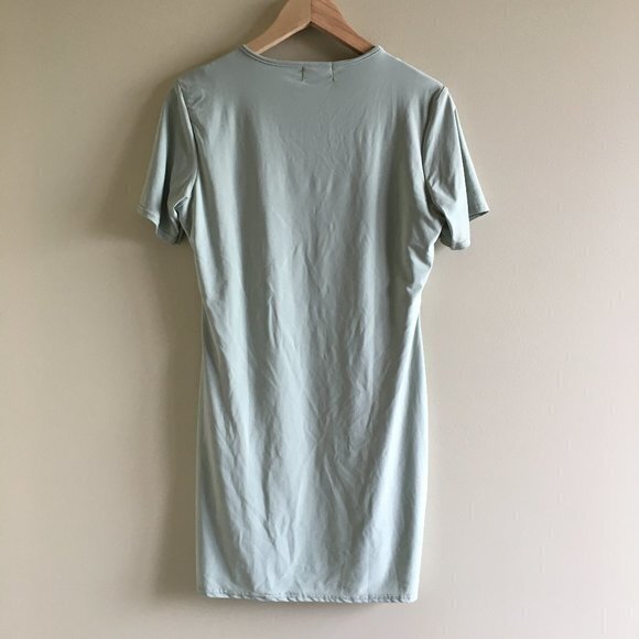 New Prettylittlething Sage Green Slinky Underbust Short Sleeve Bodycon D… - Picture 8 of 8